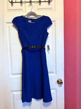Anne Klein NWT Cobalt Blue Belted Sleeveless Dress Size 2